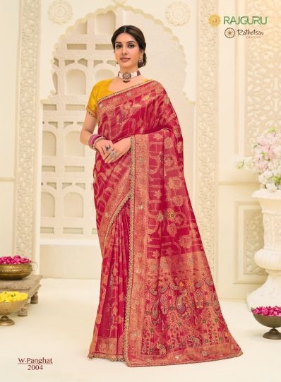 Panghat By Rajguru Jamdani Silk Zari Saree 